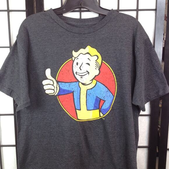 Bethesda Fallout Dark Gray Distressed Short Sleeve Point & WInk T-Shirt Large - Picture 6 of 10